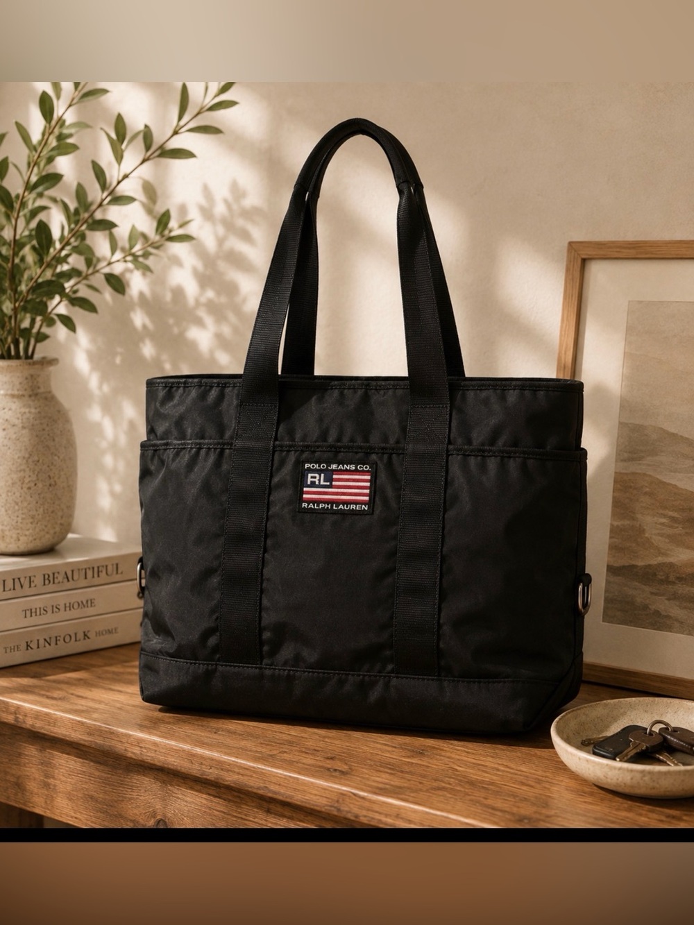Vintage Ralph Lauren Black Men's nylon Tote Bag